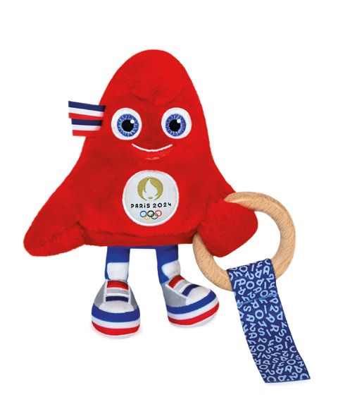 JO2423 - Rassel mit Holzring Maskottchen der Olympischen Spiele Paris 2024 - 17cm - 1