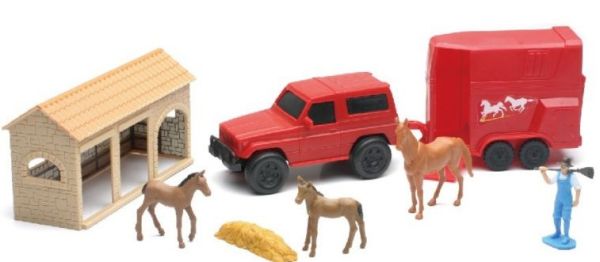 NEW04005C - Farm-Box mit einer Figur; einem 4x4; einem Van; Pferden und Zubehör - 1