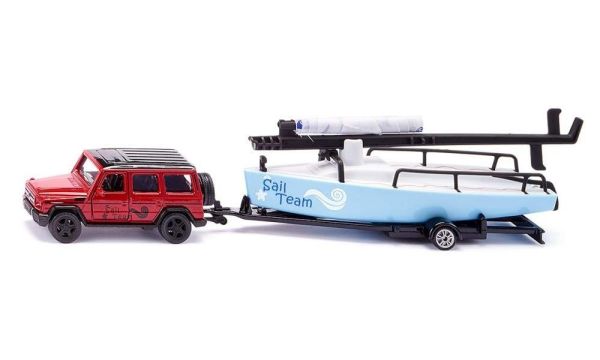 SIK2564 - Rot gefärbtes Allradfahrzeug - MERCEDES AMG G65 mit blau-weißem Segelboot. - 1