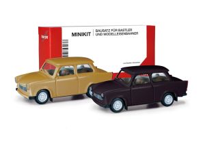 HER013901-002 - TRABANT 601 Limousine braun und schwarz - 2 Teile zum Zusammenbauen.