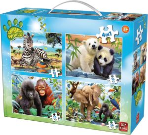 KING05321 - 4 Puzzles 12-16-20-24 Teile Die Tiere der Welt