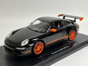 WEL18015NOIR - PORSCHE GT3 rs 2007 Schwarz mit orangefarbenen Felgen