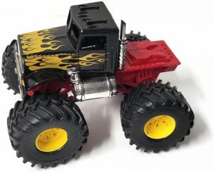 NEW19936G - Monstertruck Schwarz mit Flammen - LKW