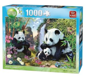 KING56009 - 1000 Teile Puzzle Panda-Familie