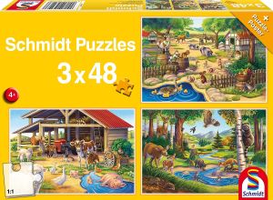 SCM56203 - 3 Puzzles 48 Teile Alle meine Lieblingstiere