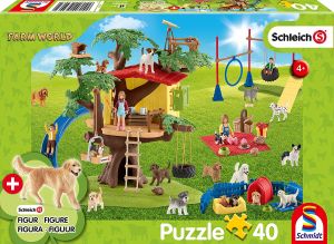 SCM56403 - Puzzle 40 Teile SCHLEICH Glückliche Hunde mit Figur.