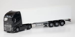 EMEK81133 - VOLVO FH16 GL 750 XL 4x2 schwarz mit Anhänger 3 Achsen Weiss.