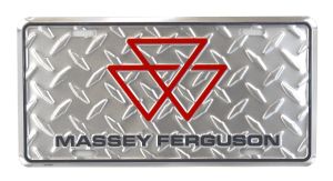 96124 - Metallschild MASSEY FERGUSON Silber - 30 x 15 cm