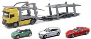 NEW15865 - MAN F2000 4x2 Autotransporter + Anhänger (1 Chevrolet-1 bmw-1 mini cooper)