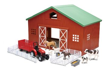 NEW05645 - Farmset mit Scheune Tiere und Traktoranhänger