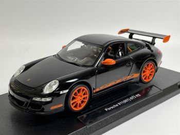 WEL18015NOIR - PORSCHE GT3 rs 2007 Schwarz mit orangefarbenen Felgen