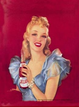 IES09P - Blechschild: Pin-Up rote Pepsi Cola