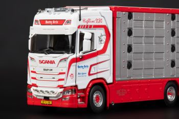 IMC32-0217 - SCANIA S High Roof 6x4 Transporter mit Anhänger 1+2 Achsen Viehtransporter BETTE GRIS