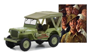 GREEN54080-B - Willys MB JEEP 1945 U.S. Army aus der NORMAN ROCKWELL Serie in Blisterverpackung.