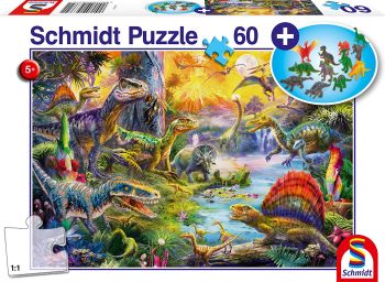 SCM56372 - Puzzle 60 Teile Dinosaurier mit Figuren