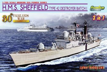 DRA7133 - Zerstörer HMS Sheffield Typ 42 2in1 zum Zusammenbauen und Bemalen