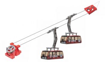 JC89292 - Manuelle Seilbahn mit 2 roten Gondeln - G-LINK