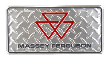 96124 - Metallschild MASSEY FERGUSON Silber - 30 x 15 cm