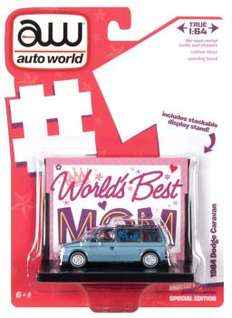 AMMAWAC017-A - DODGE Caravan 1984 blau WORLD'S BEST MOM in Blisterverpackung.