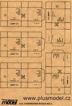 PLS009 - 5 Miniaturboxen der US Army zum Zusammenbauen für Dioramen Maße einer Box 2 x 2 x 1cm