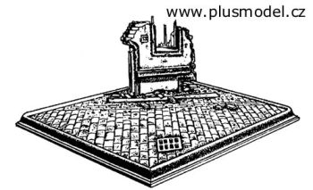 PLS034 - Miniatur-Hausruine zum Zusammenbauen und Bemalen Abmessungen Länge 8 cm Höhe 9 cm Boden 25 x 18 cm