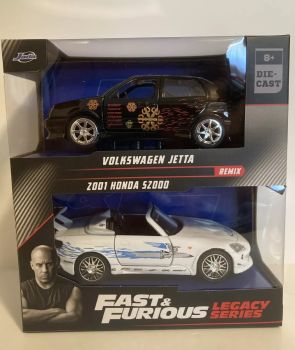 JAD35389 - 2er-Pack Auto VOLKSWAGEN Jetta Schwarz und HONDA S2000 2001 Silber FAST and Furious